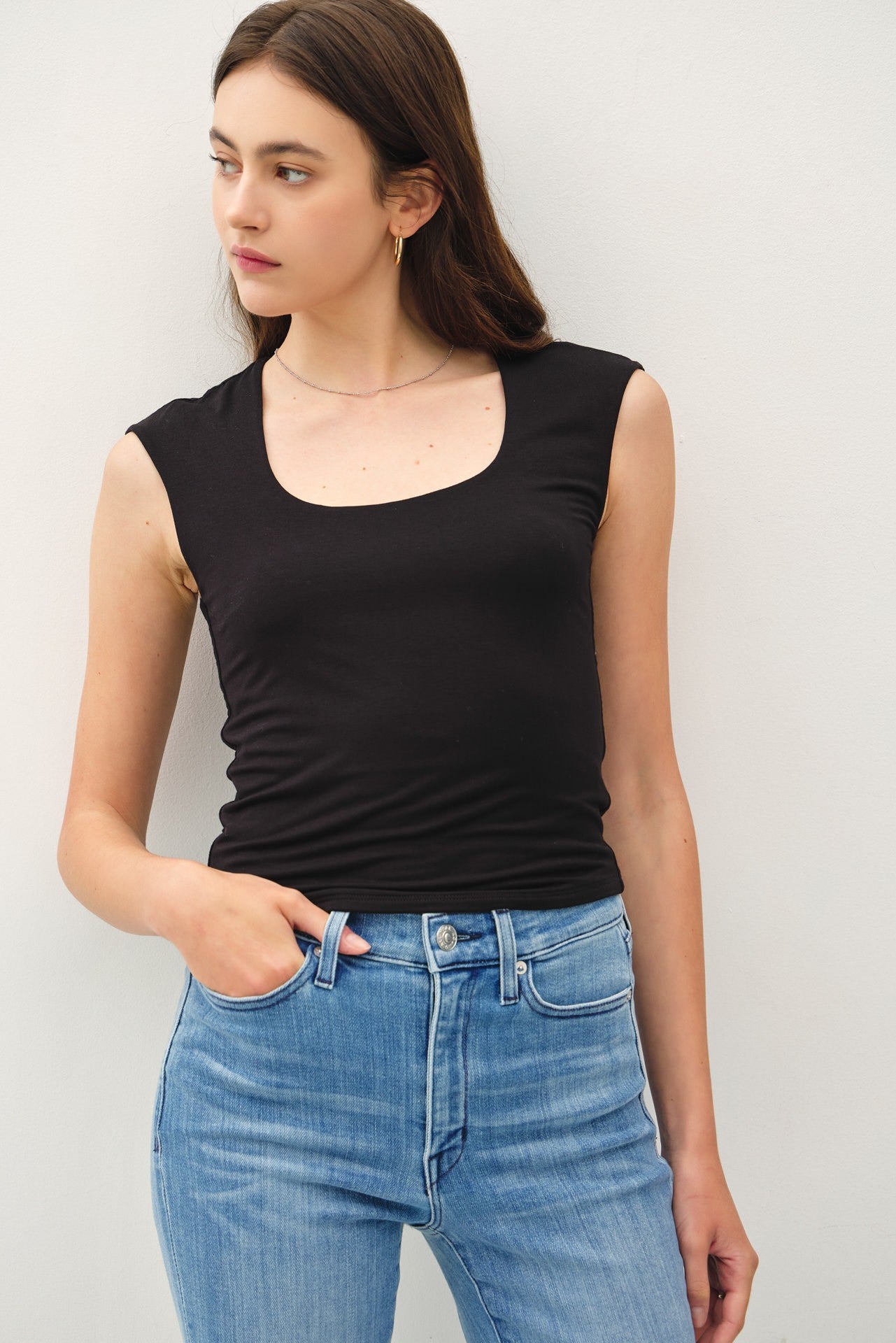 Basic Cap Sleeve tank Knit Top