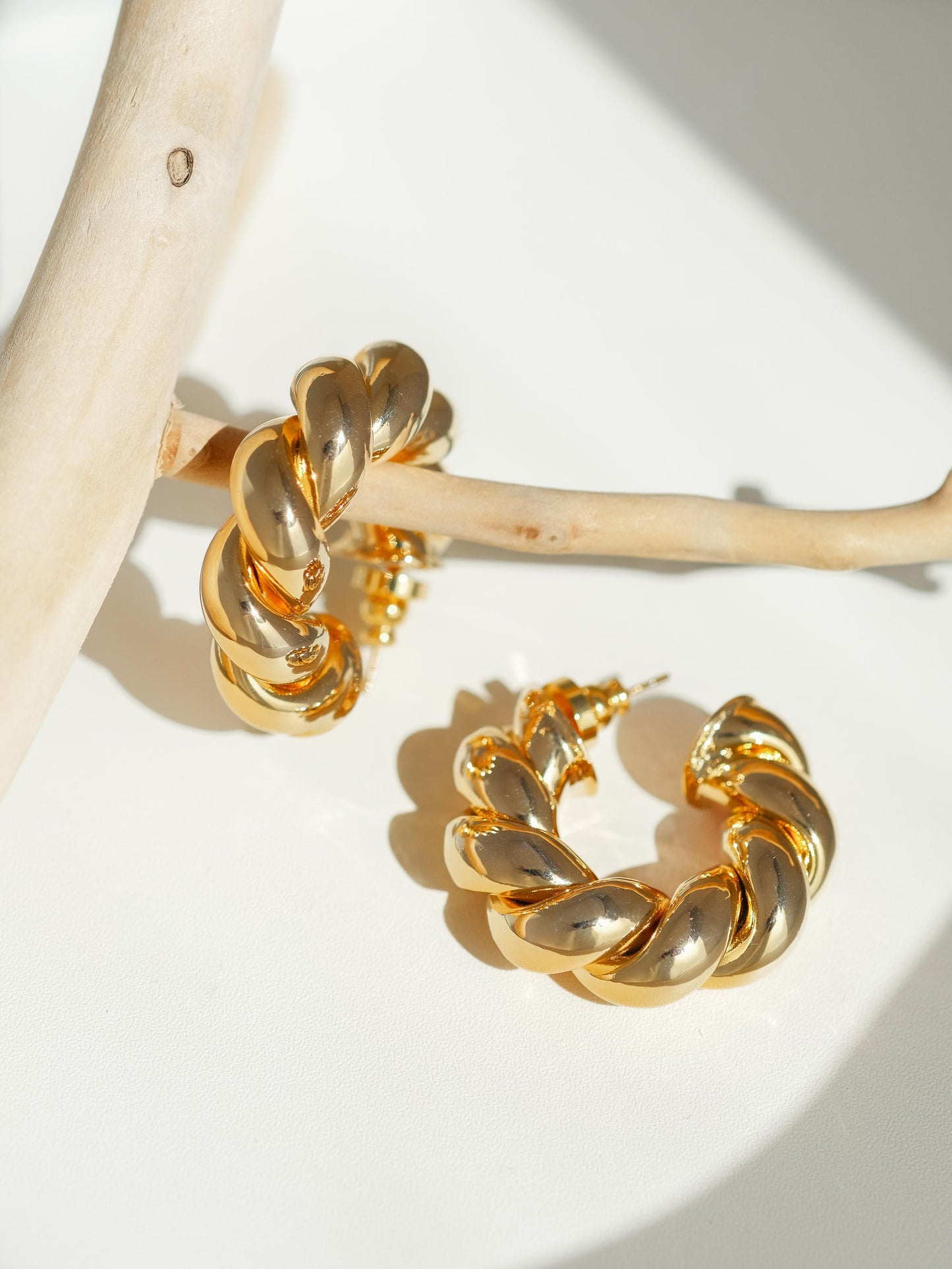 Twisted C-Shaped 18K plated Earrings