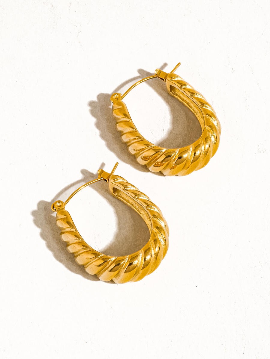 18K Plated Non-Tarnish Croissant Hoop Earrings