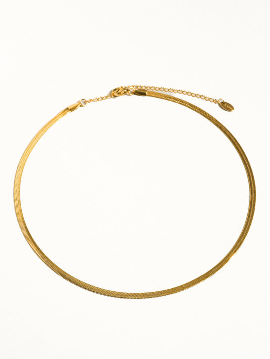 18K Plated Non-Tarnish Flat snake Classic Chain Choker